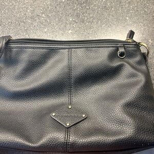 St. John's Bay Black Pebbled & Canvas Crossbody Bag